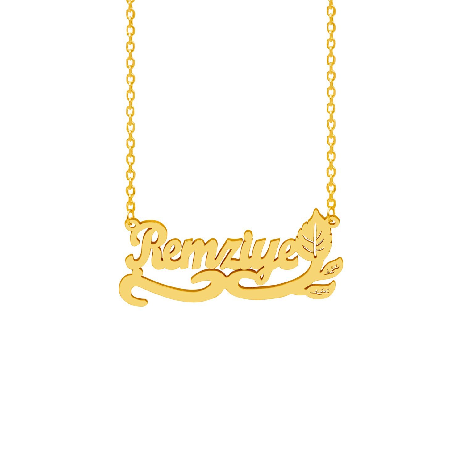 Gümüş Altı Yaprak Desenli İsimli Kolye