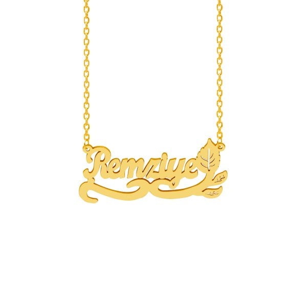 Gümüş Altı Yaprak Desenli İsimli Kolye