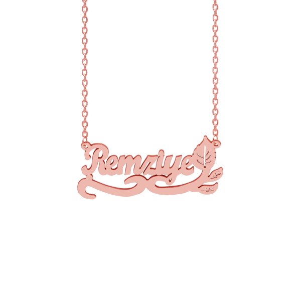 Gümüş Altı Yaprak Desenli İsimli Kolye