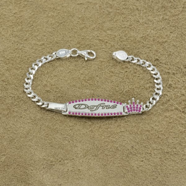 Gümüş Taçlı Kız Çocuk İsimli Bileklik