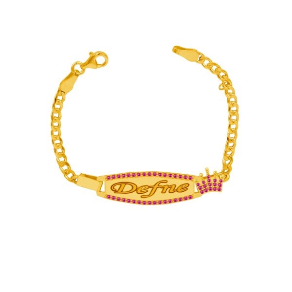 Gümüş Taçlı Kız Çocuk İsimli Bileklik