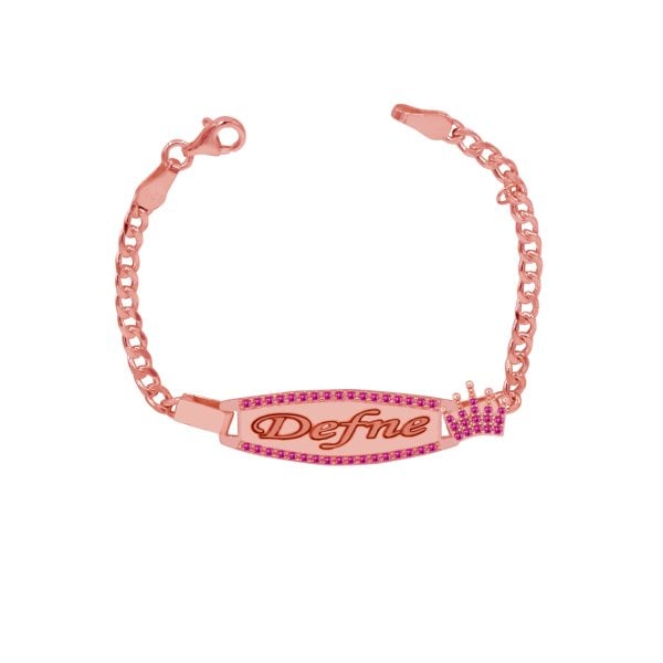 Gümüş Taçlı Kız Çocuk İsimli Bileklik