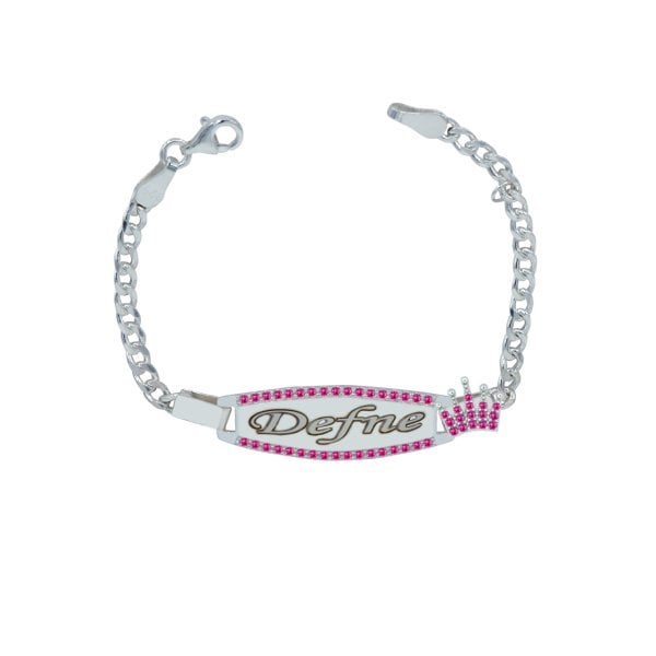 Gümüş Taçlı Kız Çocuk İsimli Bileklik