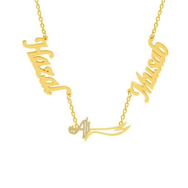 Gümüş Hz Ali Kılıçlı 2 İsimli Aile Kolyesi