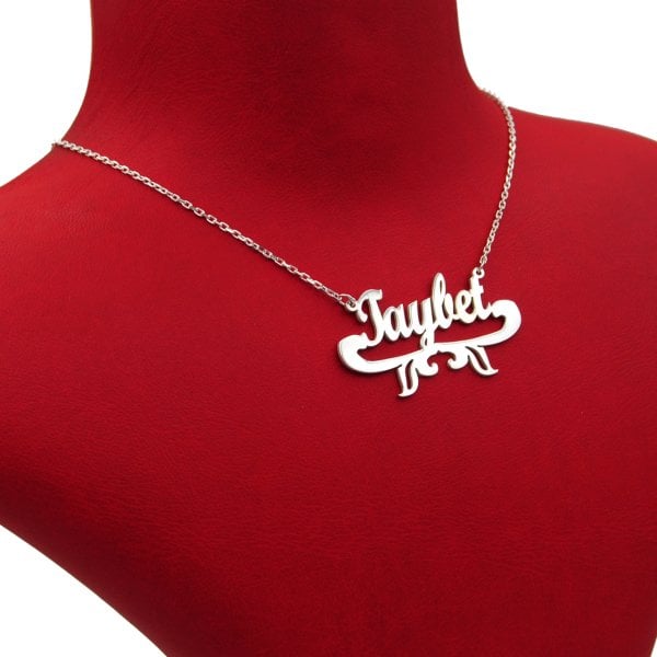 Gümüş Özel Tasarım Altı Desenli İsimli Kolye