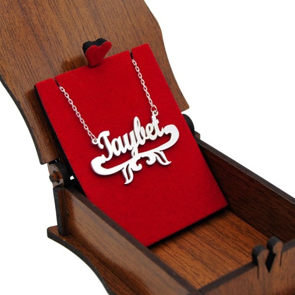 Gümüş Özel Tasarım Altı Desenli İsimli Kolye