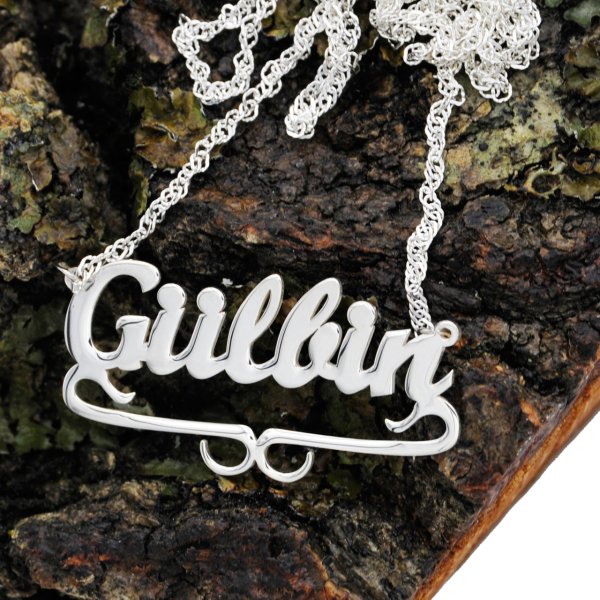 Gümüş Özel Tasarım Altı Desenli İsimli Kolye