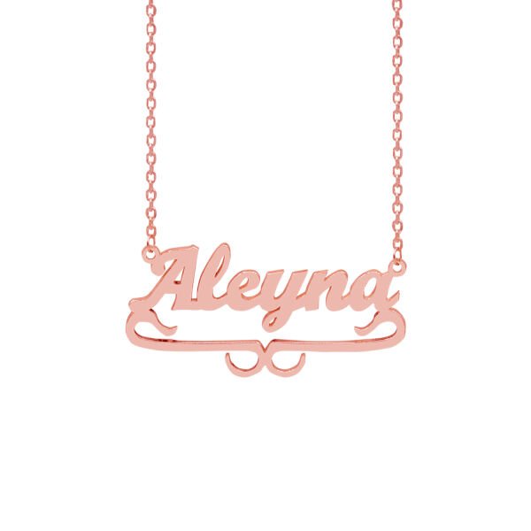 Gümüş Özel Tasarım Altı Desenli İsimli Kolye