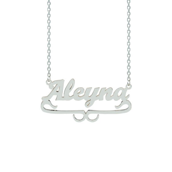 Gümüş Özel Tasarım Altı Desenli İsimli Kolye