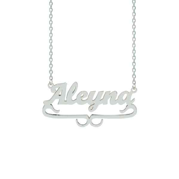 Gümüş Özel Tasarım Altı Desenli İsimli Kolye