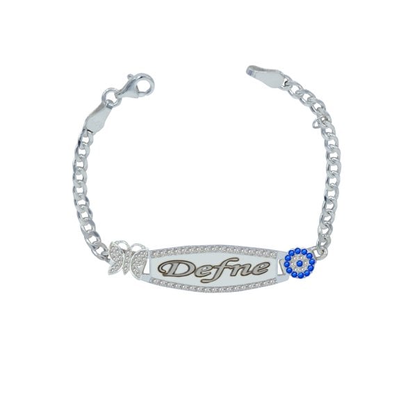 Gümüş Plaka Nazarlık İsimli Bebek Künyesi