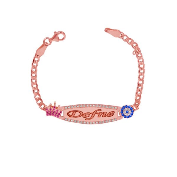 Gümüş Nazar Boncuklu Kız Çocuk İsimli Bileklik