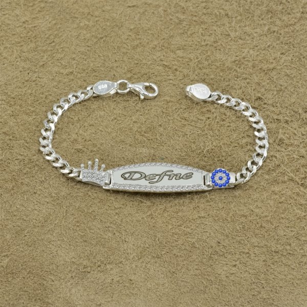 Gümüş Taçlı İsimli Çocuk Künyesi