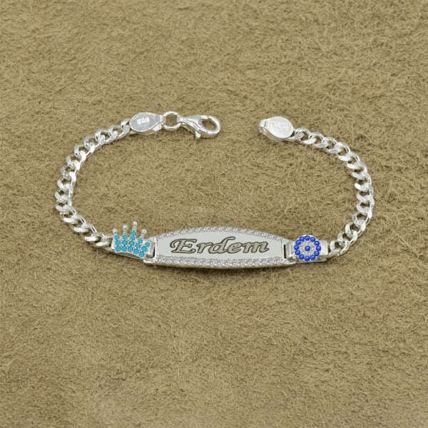 Gümüş Taşlı Plaka İsimli Çocuk Künyesi