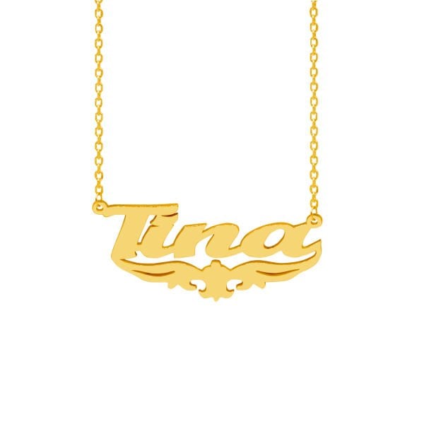 Gümüş Özel Tasarım Altı Lale Desenli İsimli Kolye