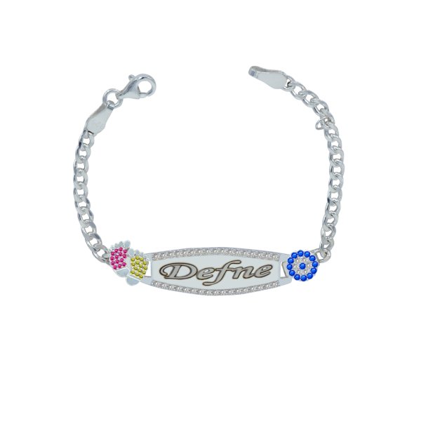 Gümüş Plaka İsimli Bebek Bileklik