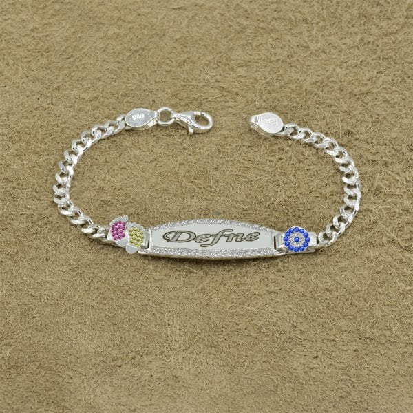 Gümüş Plaka İsimli Bebek Bileklik