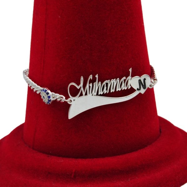 Gümüş Özel Tasarım Kalpli İsimli Bileklik