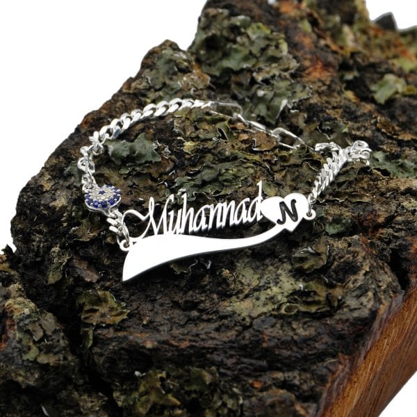 Gümüş Özel Tasarım Kalpli İsimli Bileklik