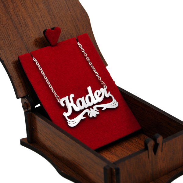 Gümüş Altı Kartal Desenli İsimli Kolye