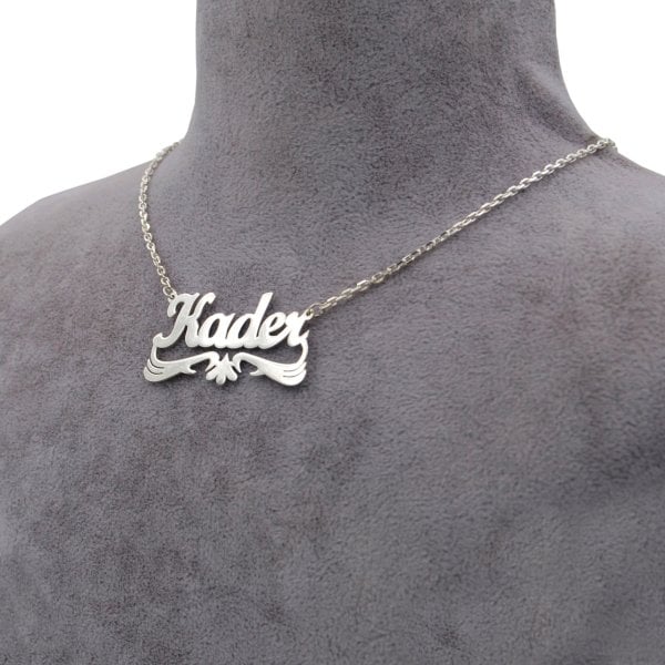 Gümüş Altı Kartal Desenli İsimli Kolye