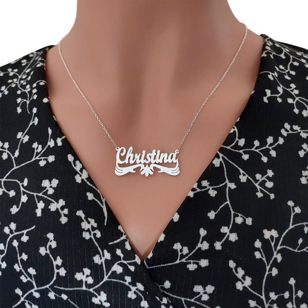 Gümüş Altı Kartal Desenli İsimli Kolye