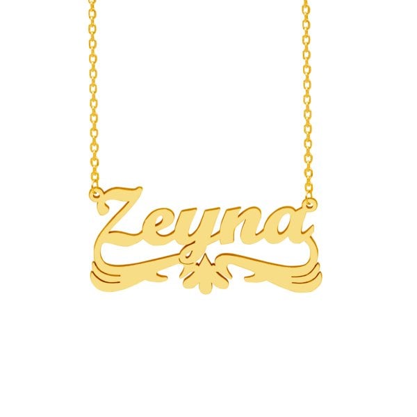 Gümüş Altı Kartal Desenli İsimli Kolye