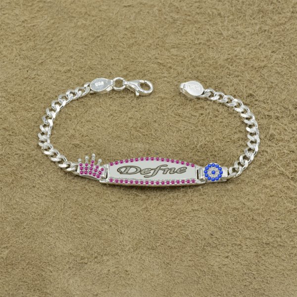 Gümüş Taçlı Kız Bebek İsimli Bileklik