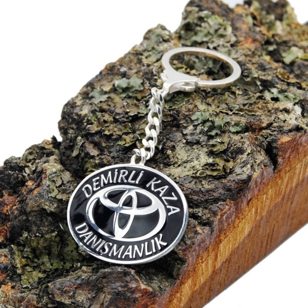 Gümüş Toyota Armalı Mineli İsimli Anahtarlık