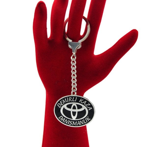 Gümüş Toyota Armalı Mineli İsimli Anahtarlık