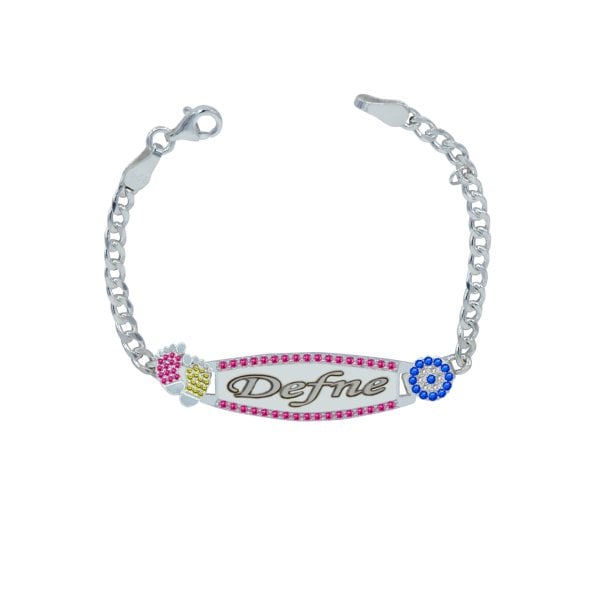 Gümüş Nazarlık Plakalı İsimli Bebek Künyesi