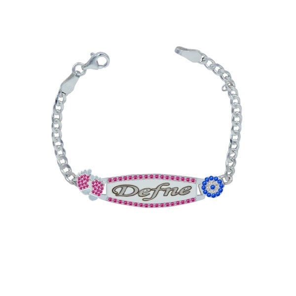 Gümüş Plakalı Nazarlık İsimli Bebek Künyesi