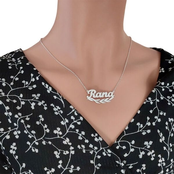 Gümüş Zeytin Yapraklı İsimli Kolye