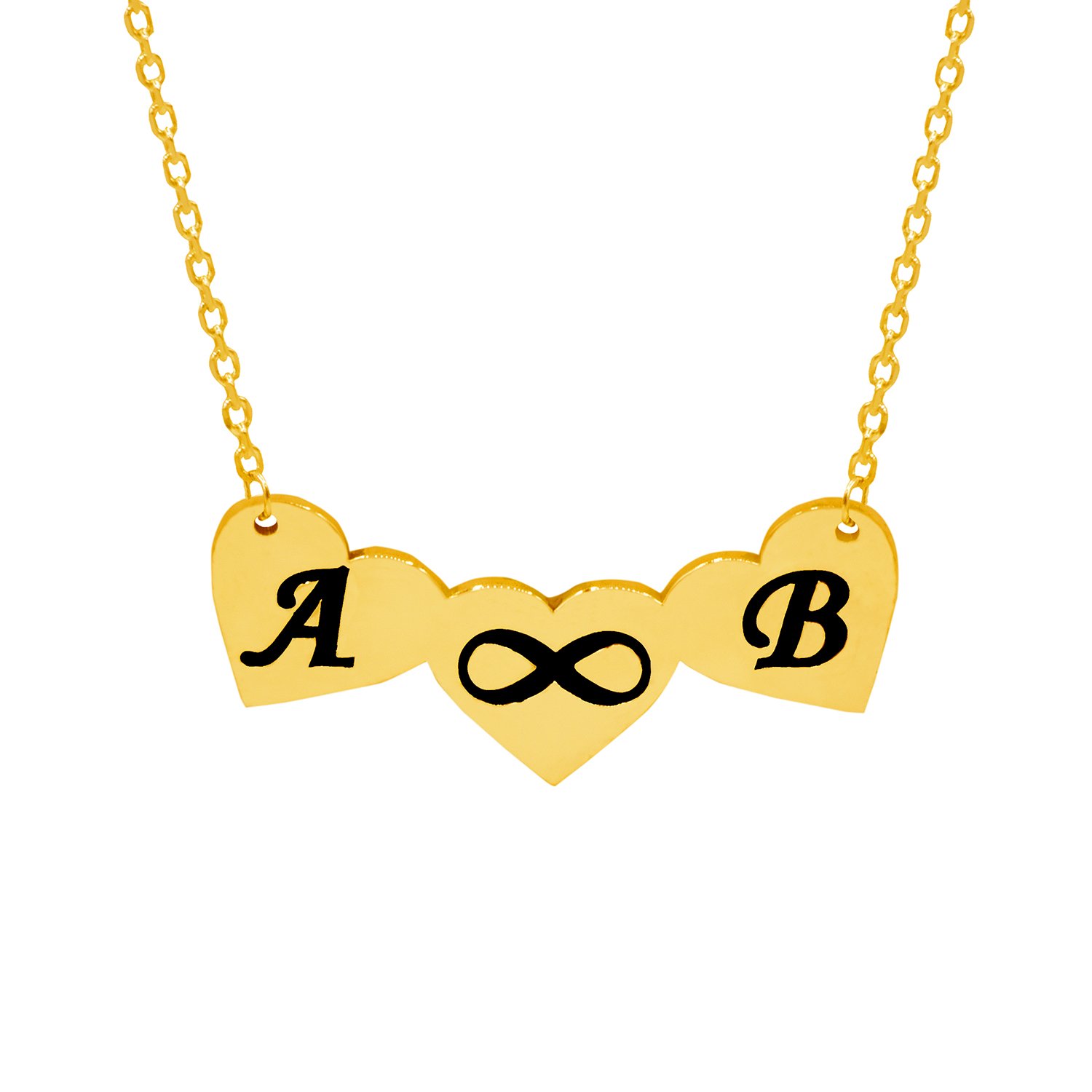 Gümüş Üç Kalpli İsimli Kolye