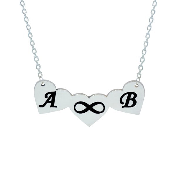 Gümüş Üç Kalpli İsimli Kolye