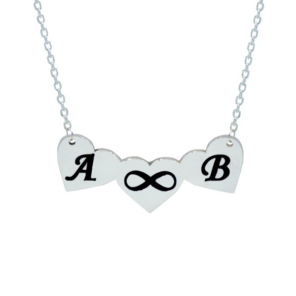 Gümüş Üç Kalpli İsimli Kolye