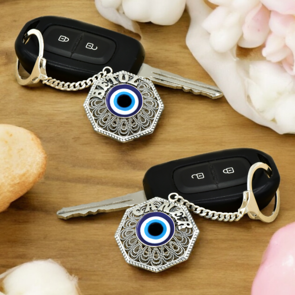 Gümüş Nazarlı Telkari İsimli Anahtarlık