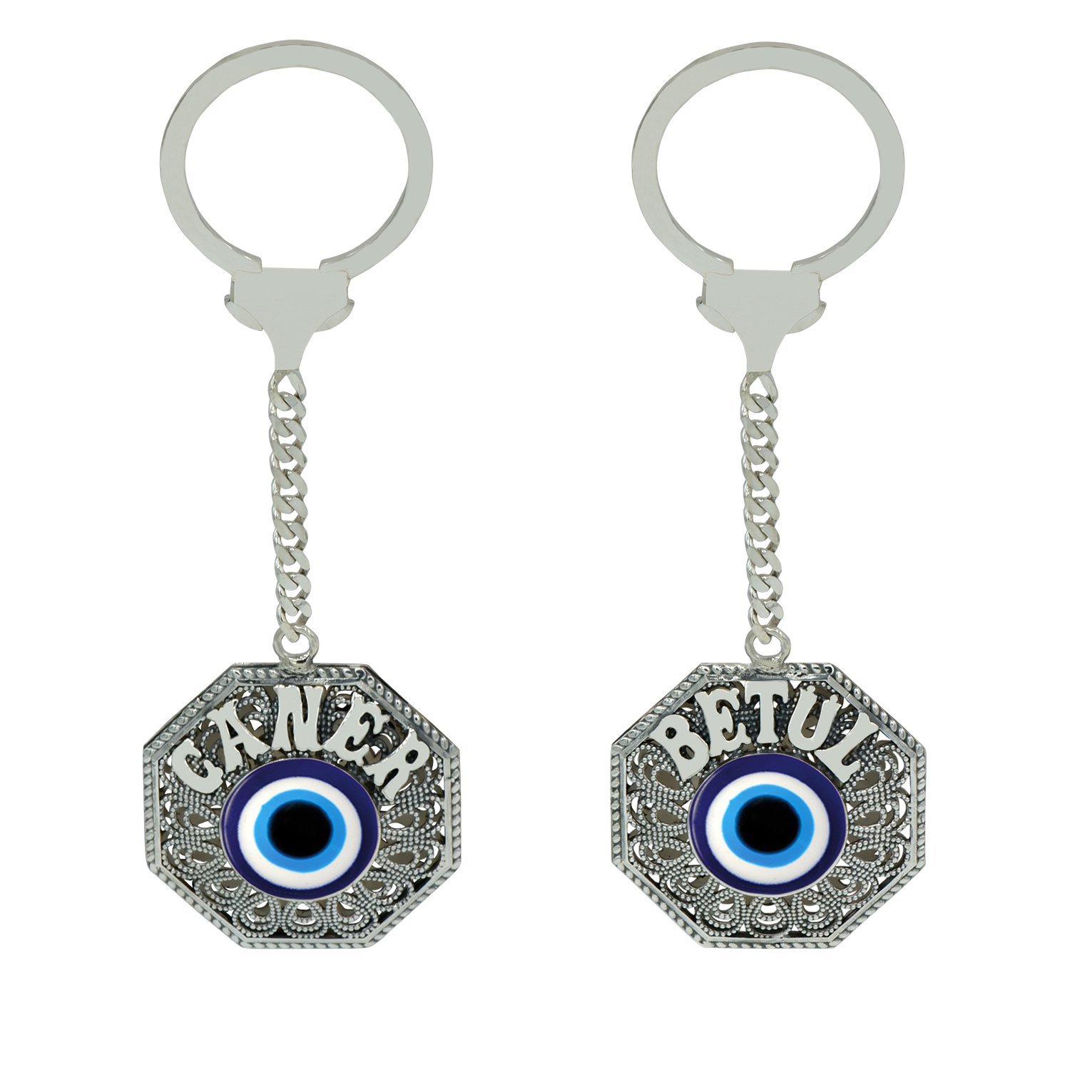 Gümüş Nazarlı Telkari İsimli Anahtarlık