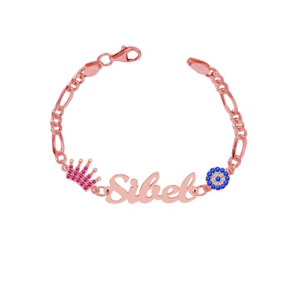 Gümüş Taçlı Kız Çocuk İsimli Bileklik