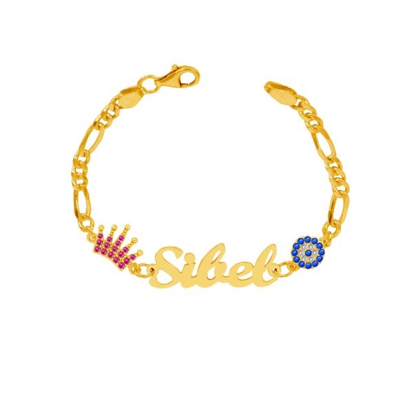 Gümüş Taçlı Kız Çocuk İsimli Bileklik