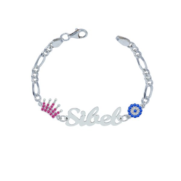 Gümüş Taçlı Kız Çocuk İsimli Bileklik