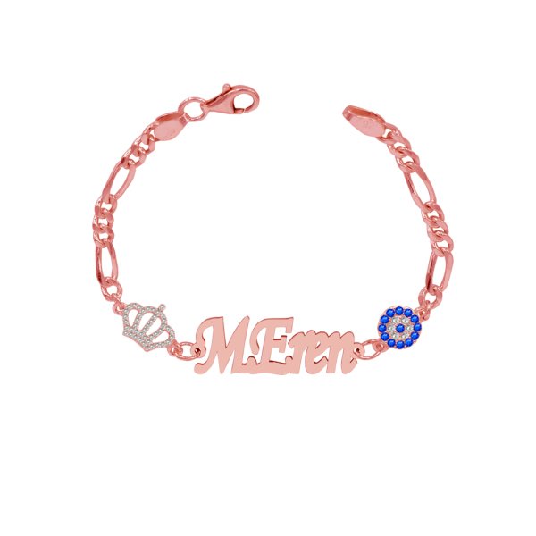 Gümüş Nazar Boncuklu İsimli Çocuk Bileklik