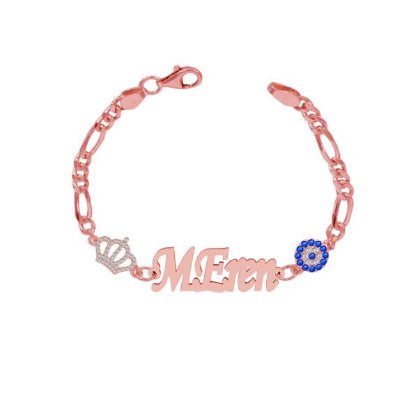 Gümüş Nazar Boncuklu İsimli Çocuk Bileklik