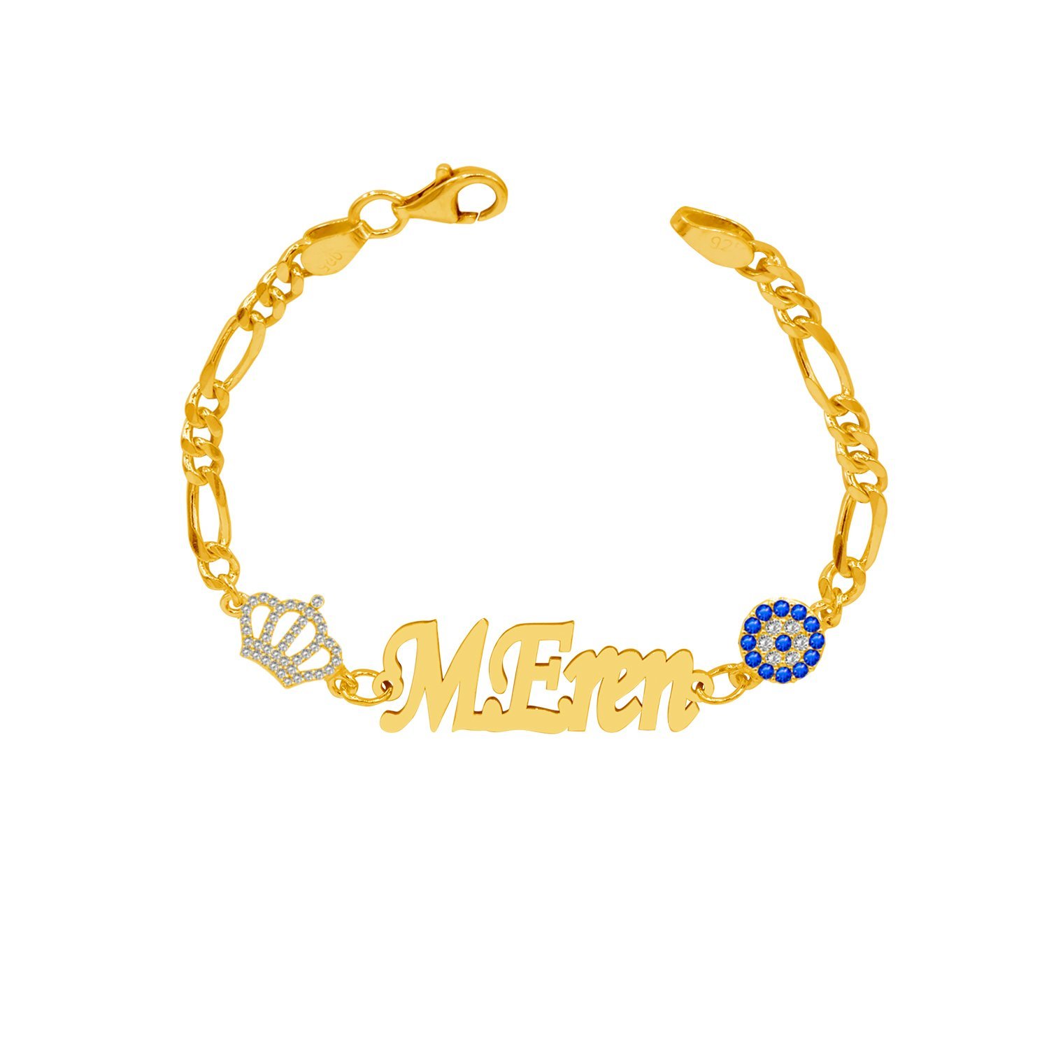 Gümüş Nazar Boncuklu İsimli Çocuk Bileklik