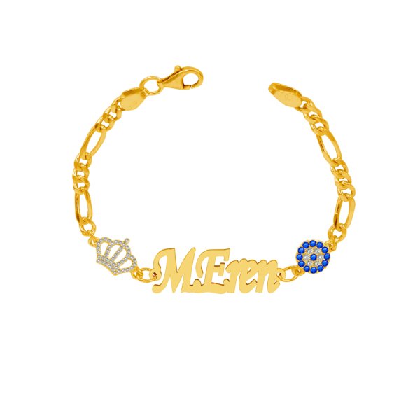 Gümüş Nazar Boncuklu İsimli Çocuk Bileklik