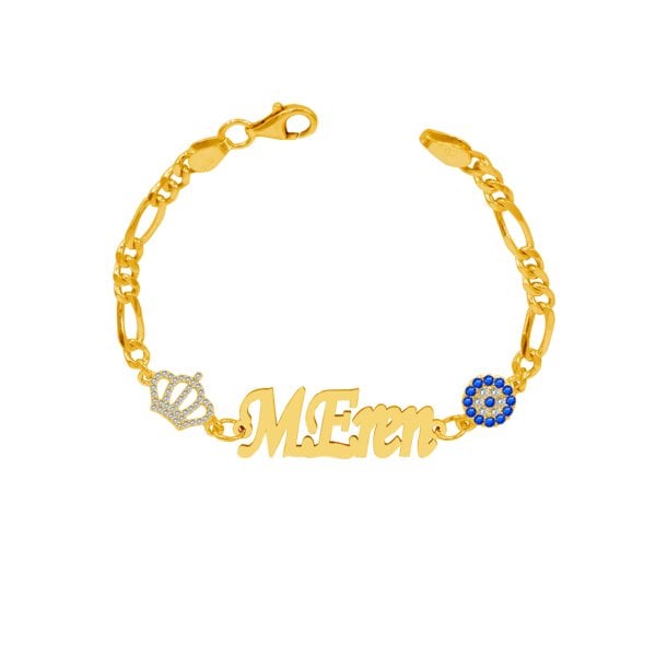 Gümüş Nazar Boncuklu İsimli Çocuk Bileklik