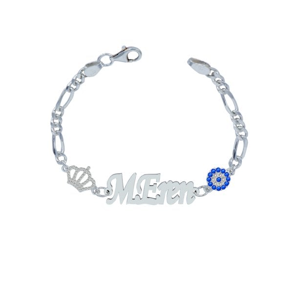 Gümüş Nazar Boncuklu İsimli Çocuk Bileklik