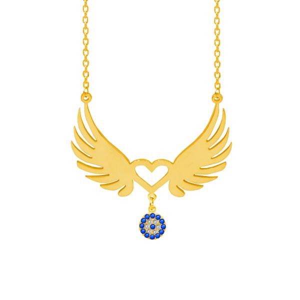 Gümüş Nazarlık Sallantı Melek Kanatlı Kolye