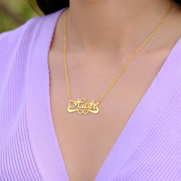 Gümüş Altı Melek Kanatlı Feriha Desenli İsimli Kolye