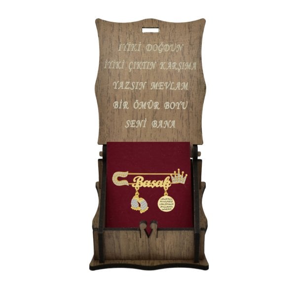 Gümüş Nazar Dualı Patikli Taçlı İsimli Çatal İğne